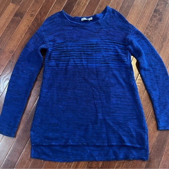Daisy Fuentes Royal Blue And Black Long Sleeve Tunic Knit Sweater Size Medium - Picture 2 of 4